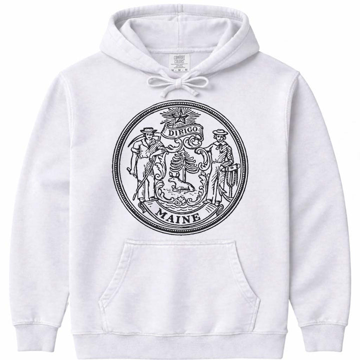 Maine Dirigo Seal Logo Hoodie Sweatshirt - White
