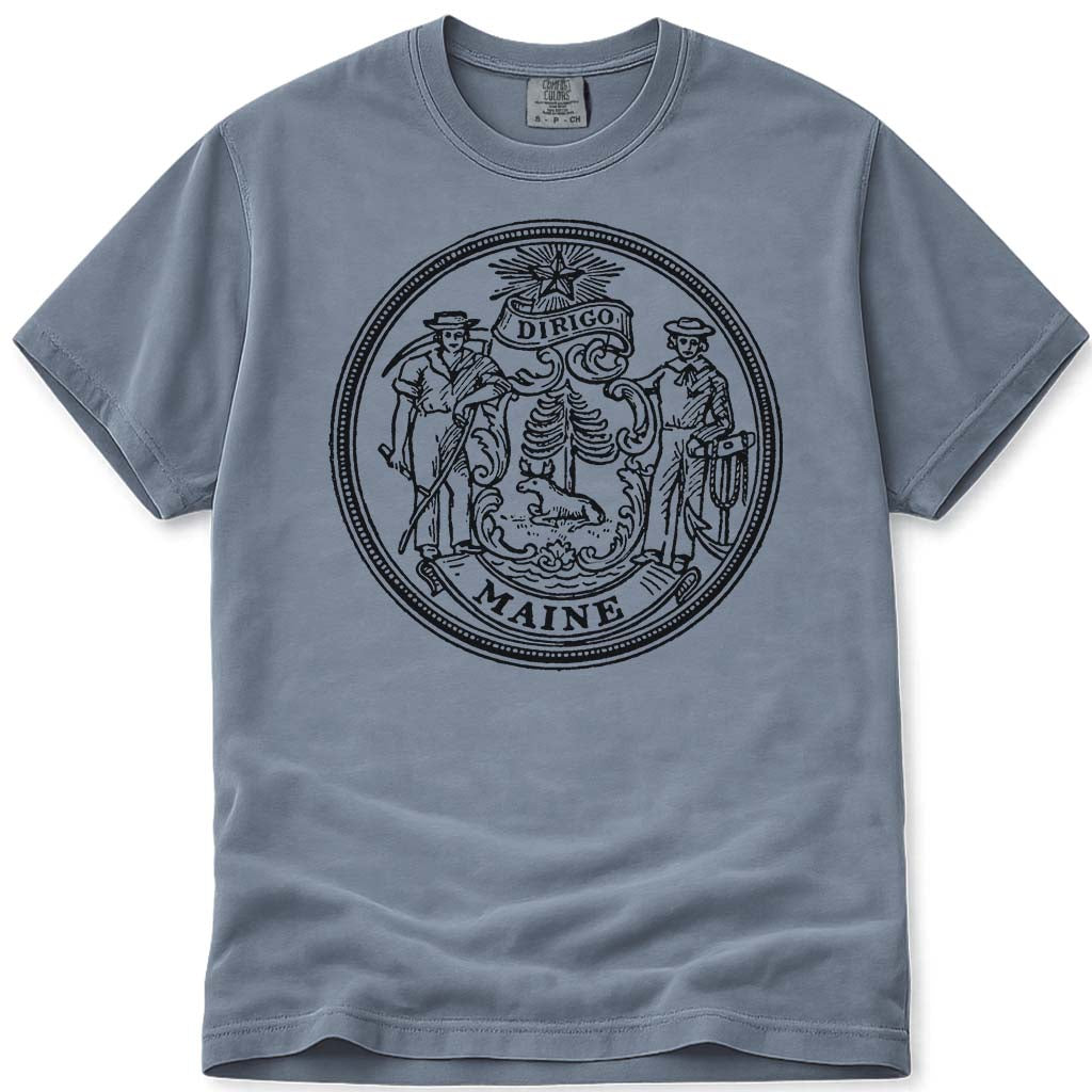 Maine Dirigo Seal Logo T Shirt - Blue Jean