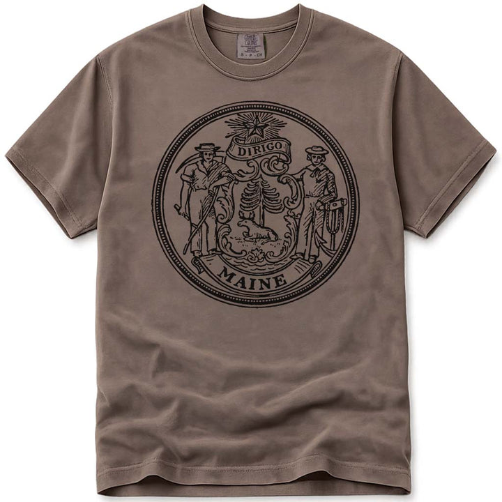 Maine Dirigo Seal Logo T Shirt - Espresso