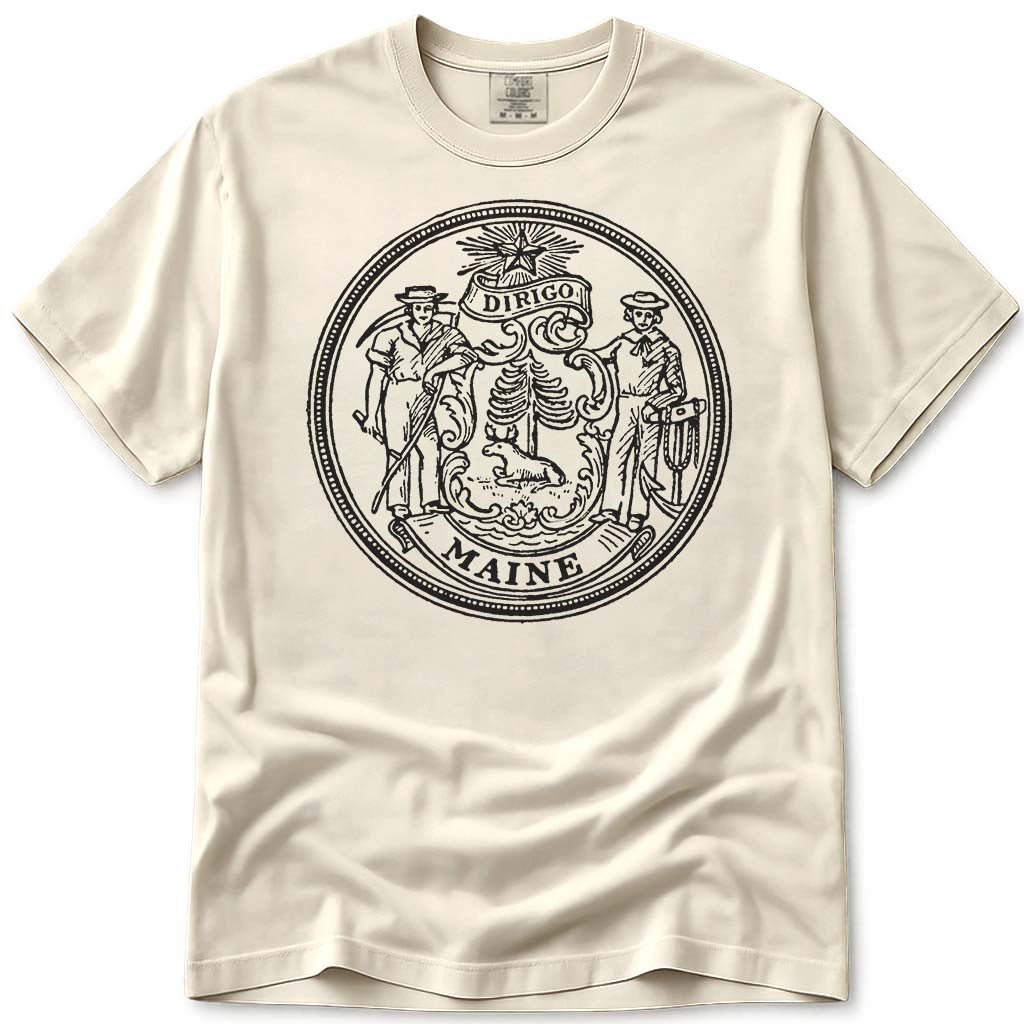 Maine Dirigo Seal Logo T Shirt - Ivory