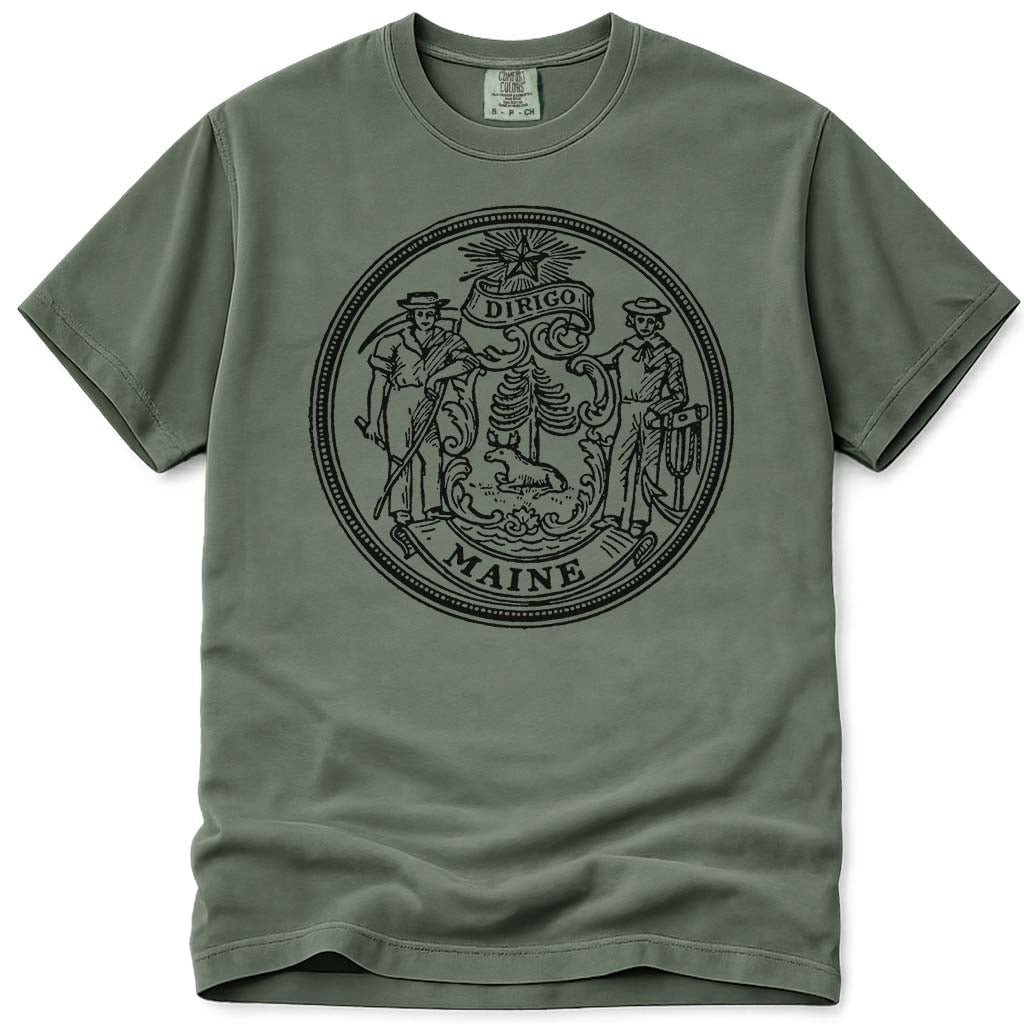 Maine Dirigo Seal Logo T Shirt - Moss