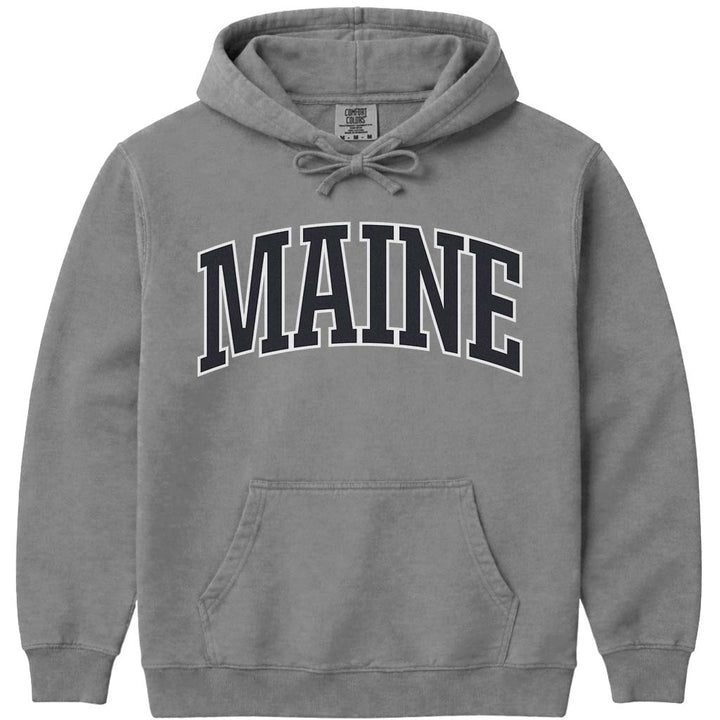 Maine Block Letter Hoodie Sweatshirt - Grey