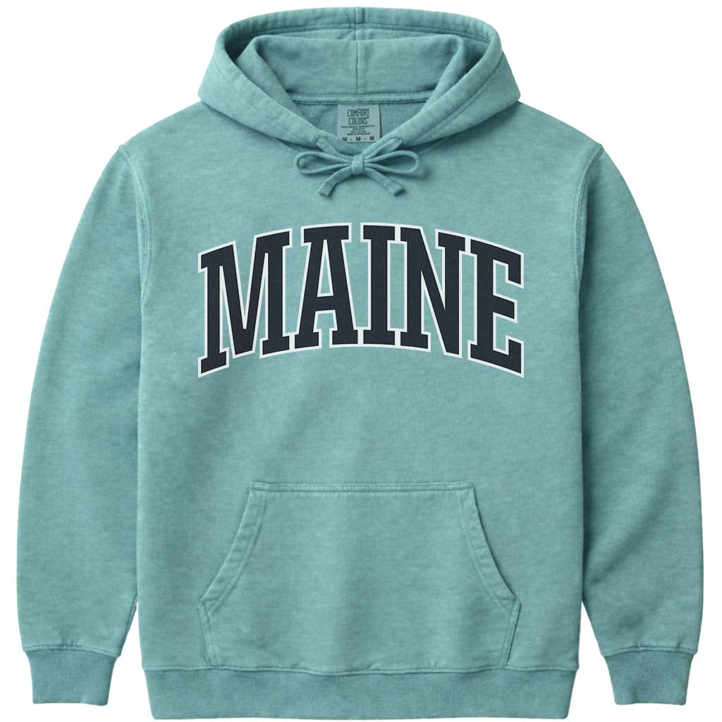Maine Block Letter Hoodie Sweatshirt - Seafoam