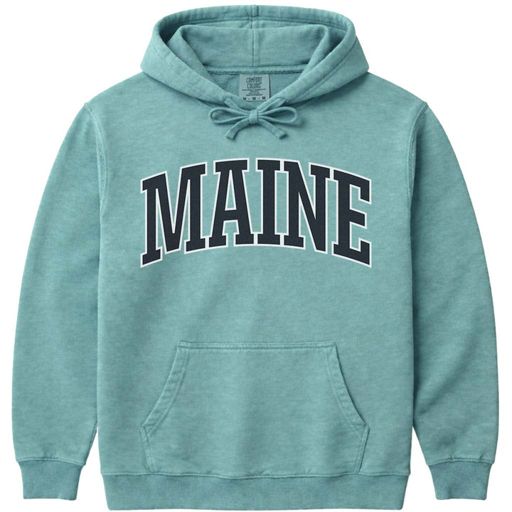Maine Block Letter Hoodie Sweatshirt - Seafoam