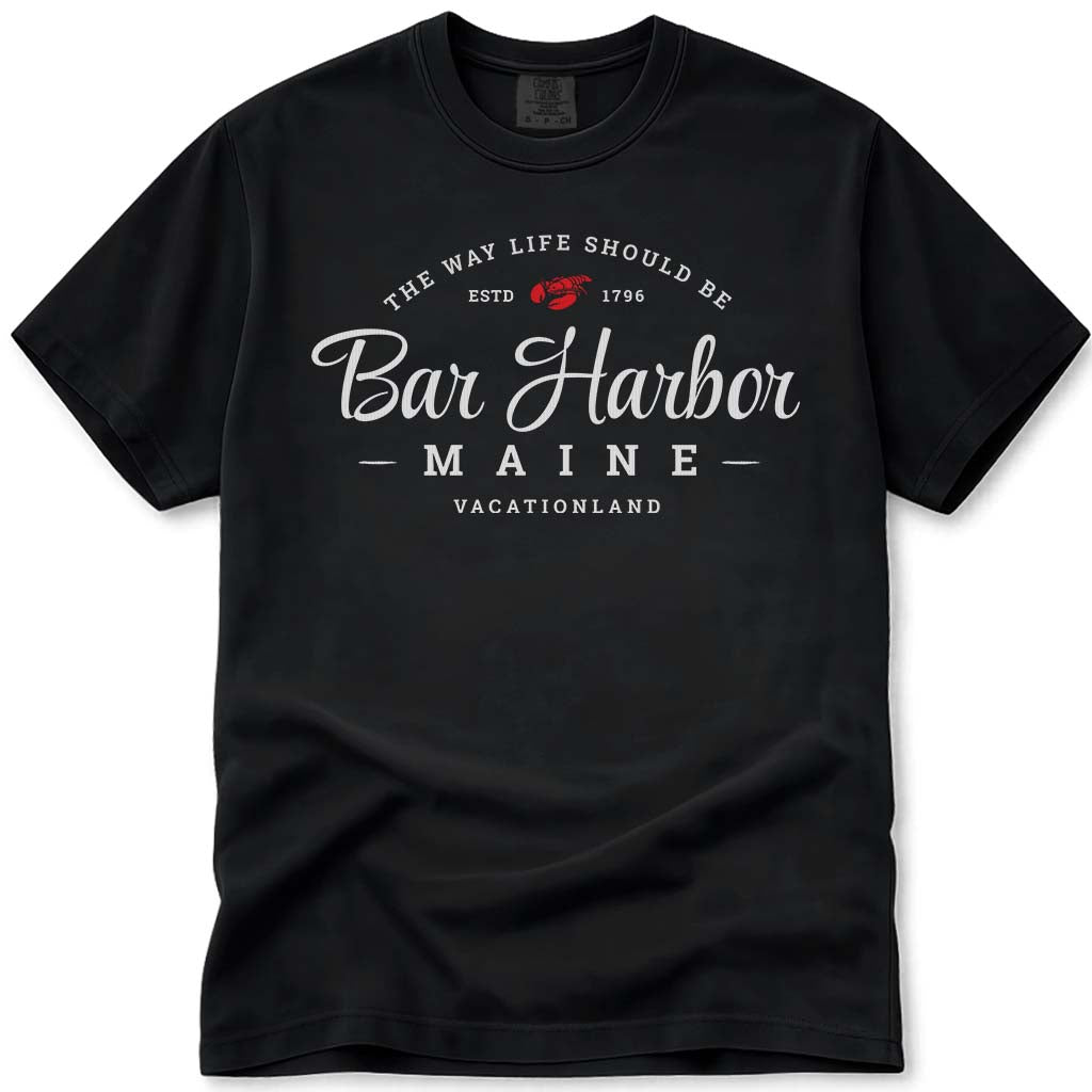 Maine Lobster Bar Harbor T Shirt - Black