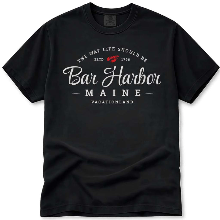 Maine Lobster Bar Harbor T Shirt - Black