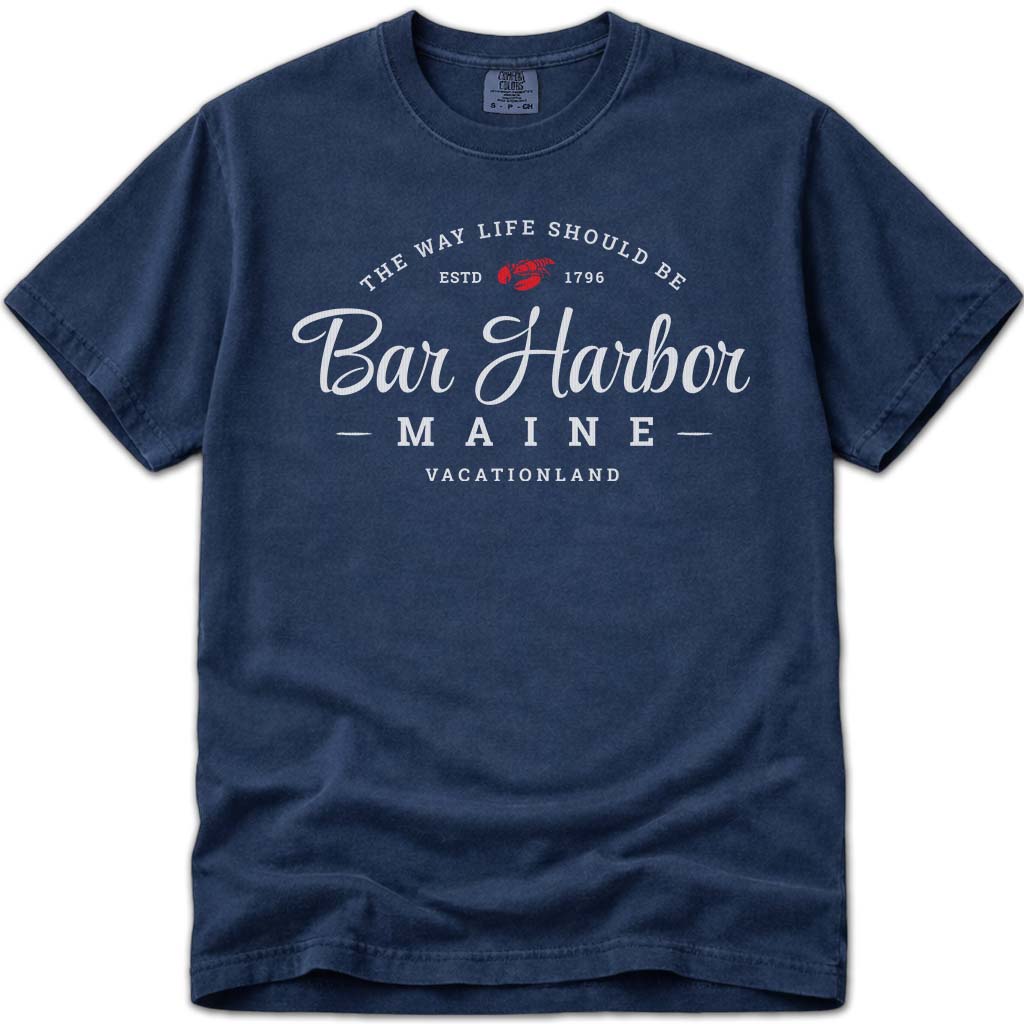 Maine Lobster Bar Harbor T Shirt - Navy