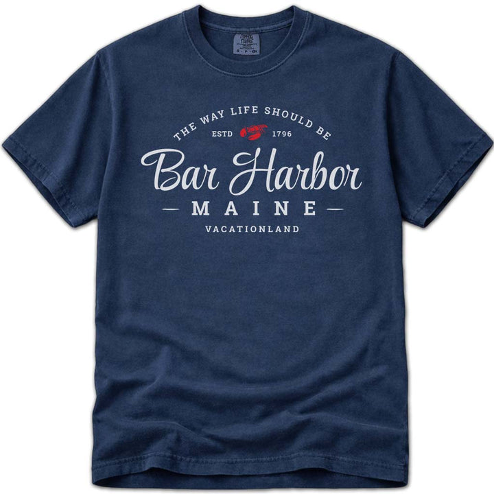 Maine Lobster Bar Harbor T Shirt - Navy