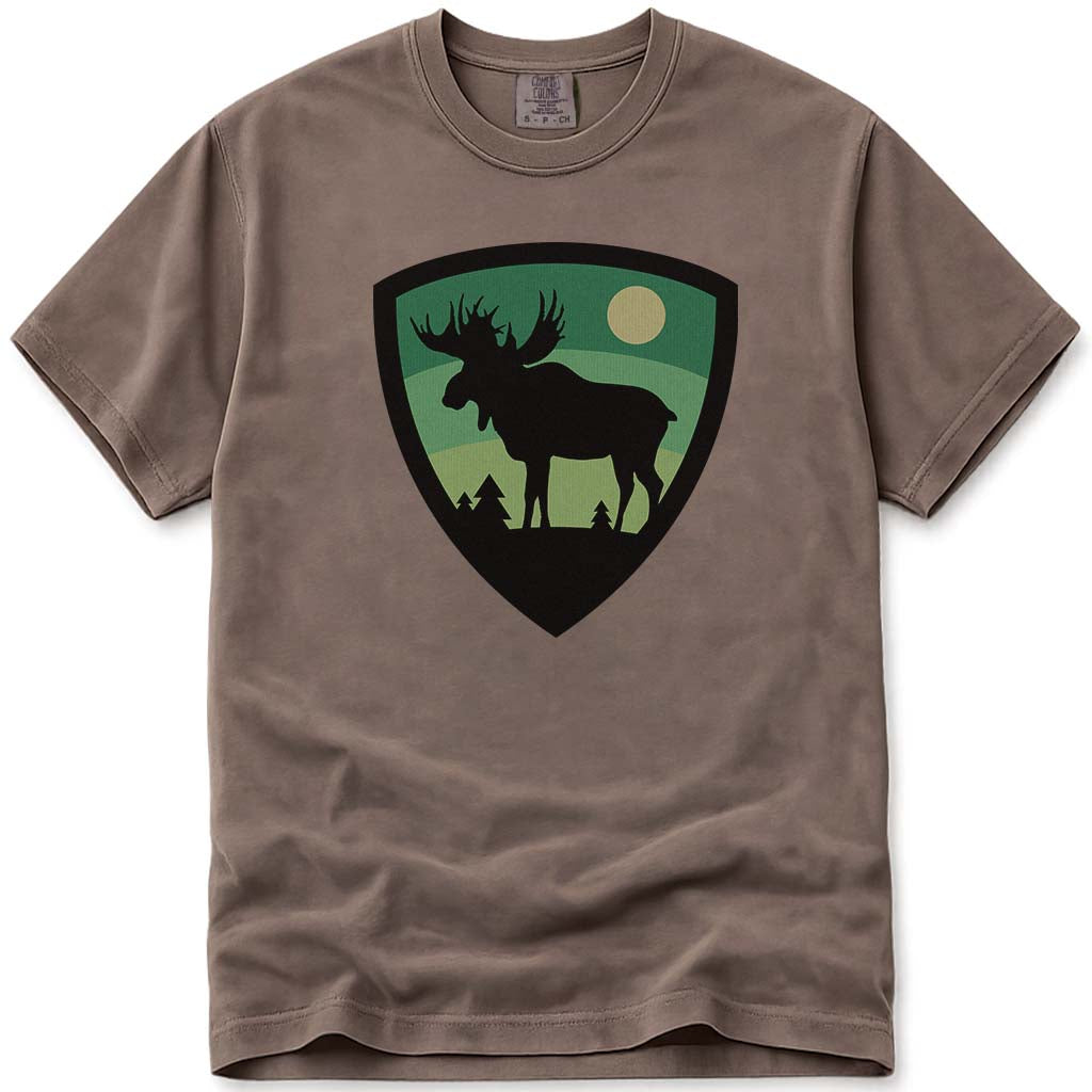 Maine Moose Badge T Shirt - Espresso