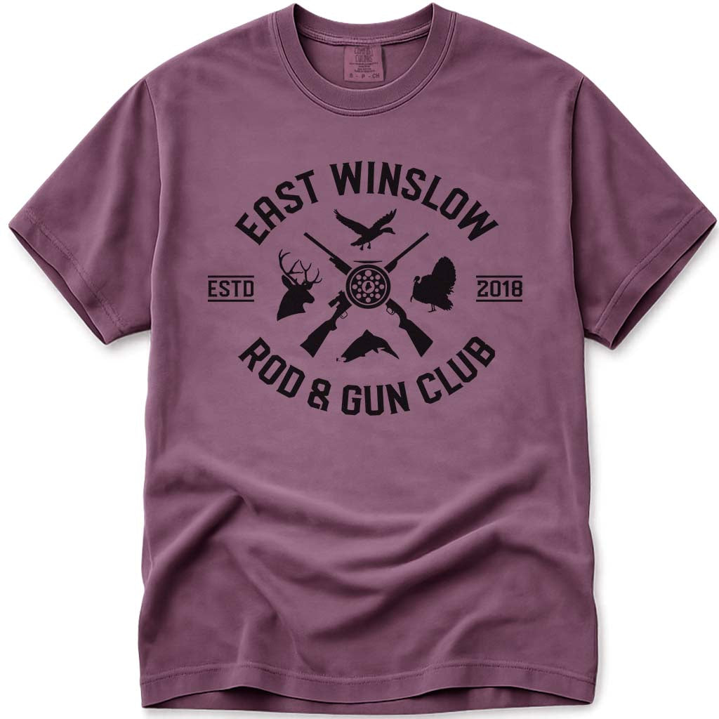 Maine Rod and Gun Club Hunting and Fishing T Shirt - Berry