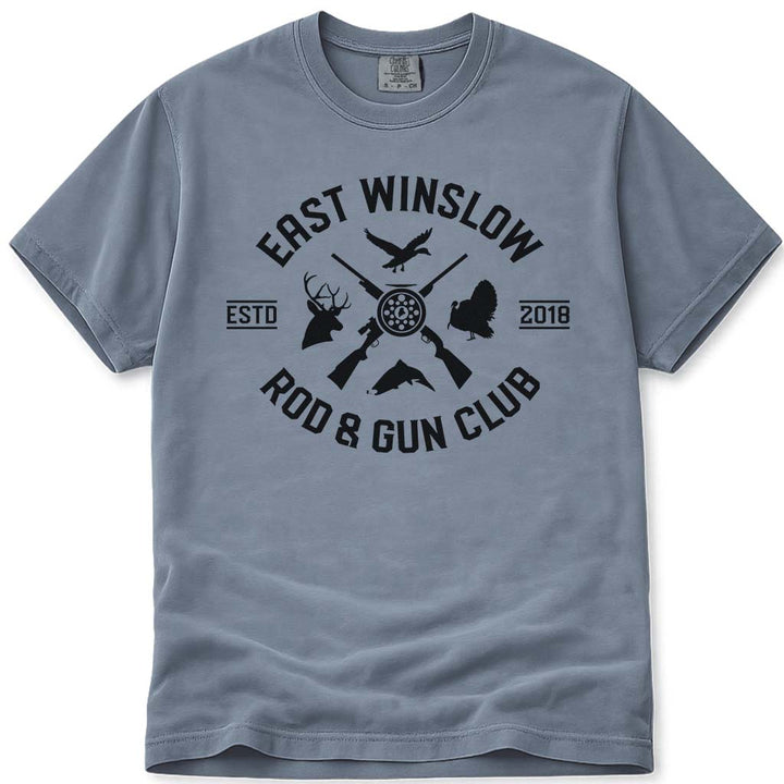Maine Rod and Gun Club Hunting and Fishing T Shirt - Blue Jean