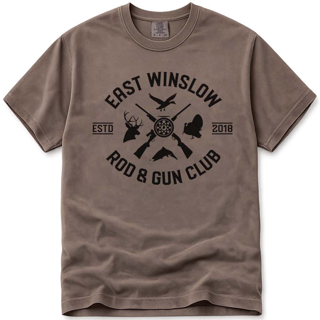 Maine Rod and Gun Club Hunting and Fishing T Shirt - Espresso