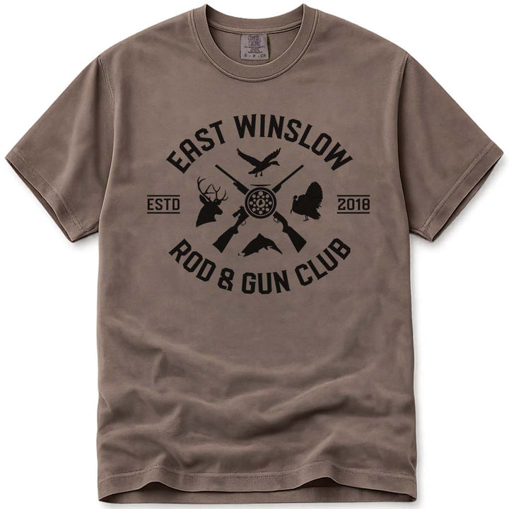 Maine Rod and Gun Club Hunting and Fishing T Shirt - Espresso