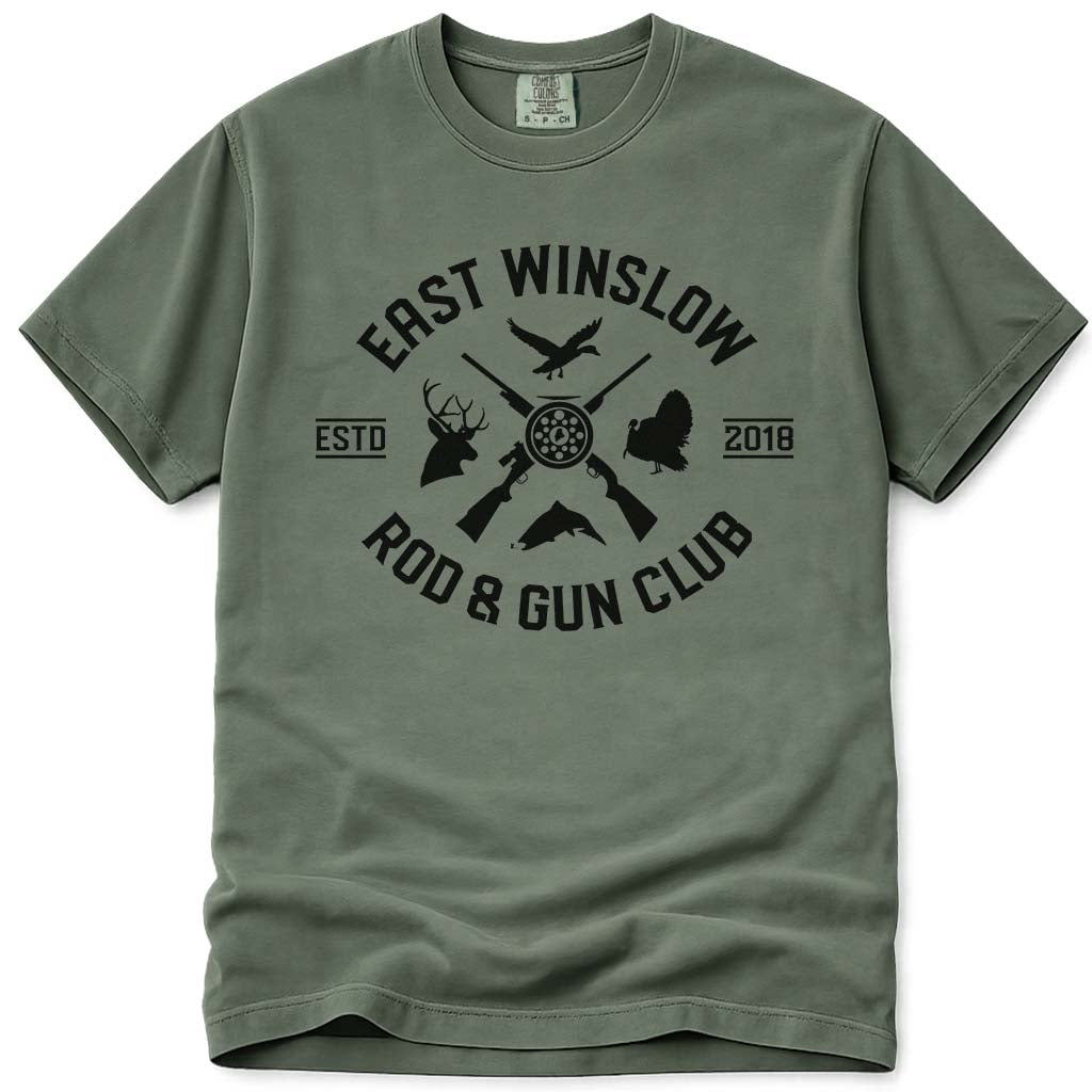 Maine Rod and Gun Club Hunting and Fishing T Shirt - Moss