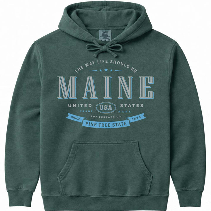 Maine Souvenir Hoodie Sweatshirt - Blue Spruce