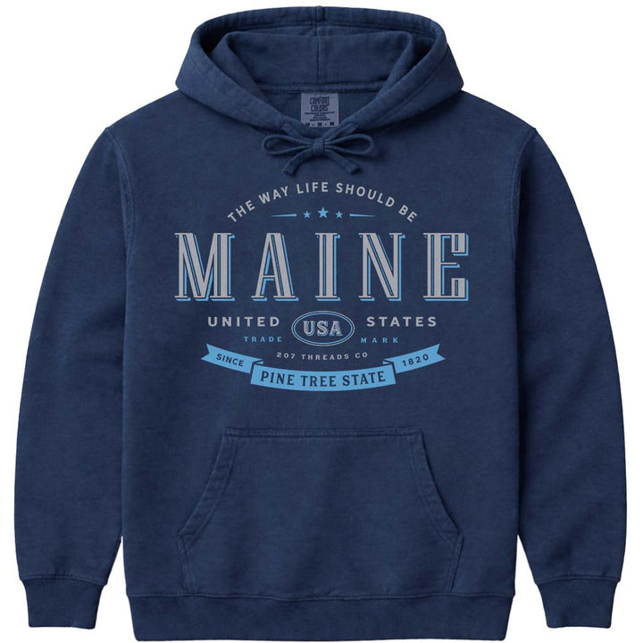 Maine Souvenir Hoodie Sweatshirt - Navy