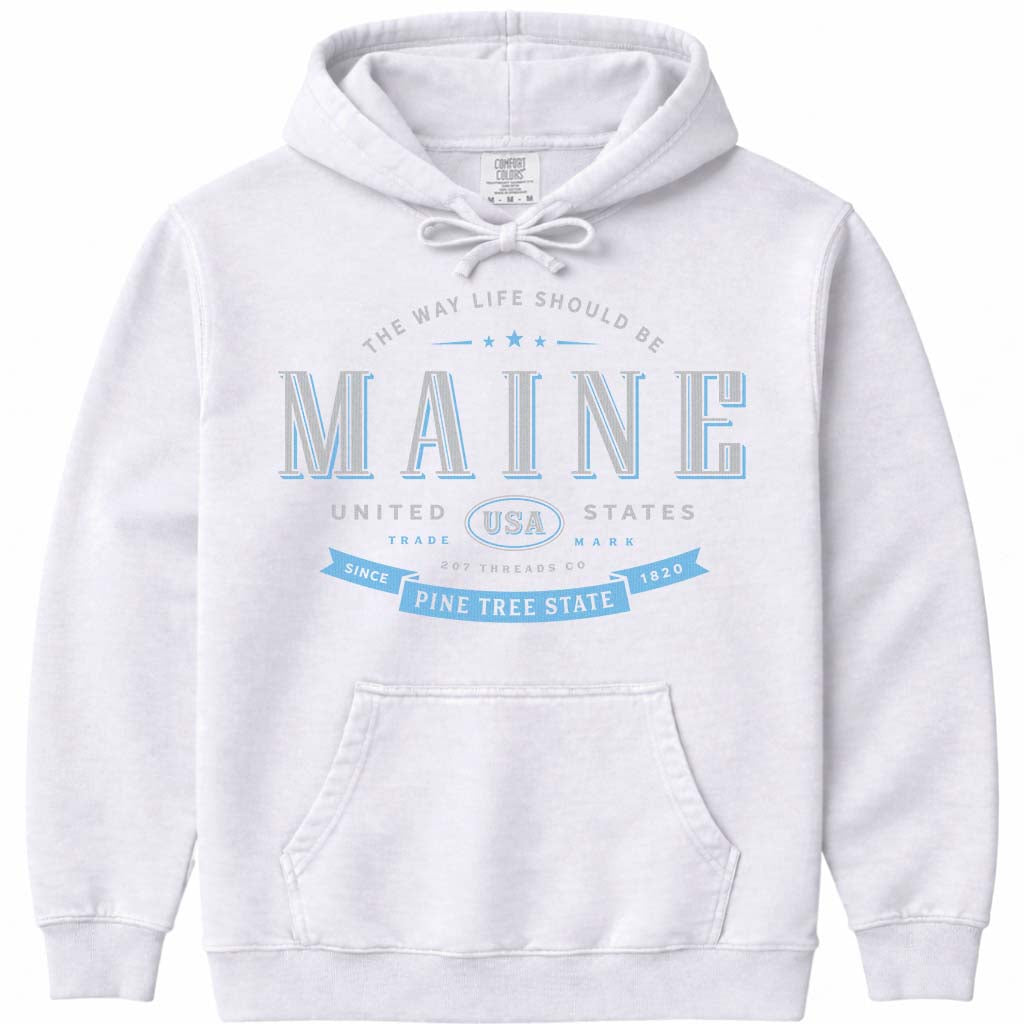 Maine Souvenir Hoodie Sweatshirt - White