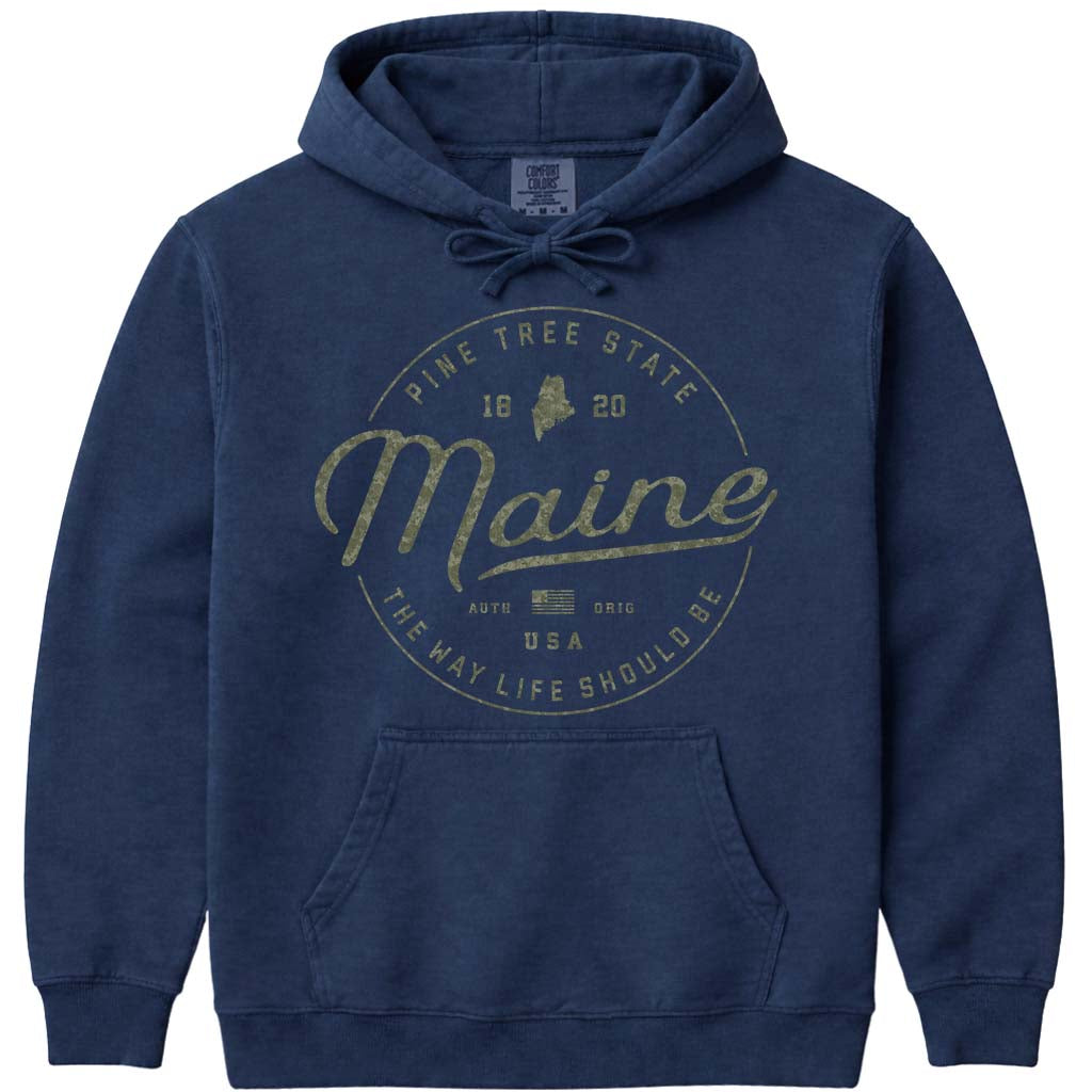 Maine Vacationland Camo Hoodie Sweatshirt - Navy