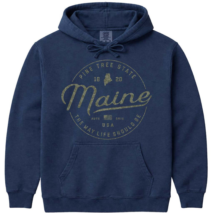 Maine Vacationland Camo Hoodie Sweatshirt - Navy