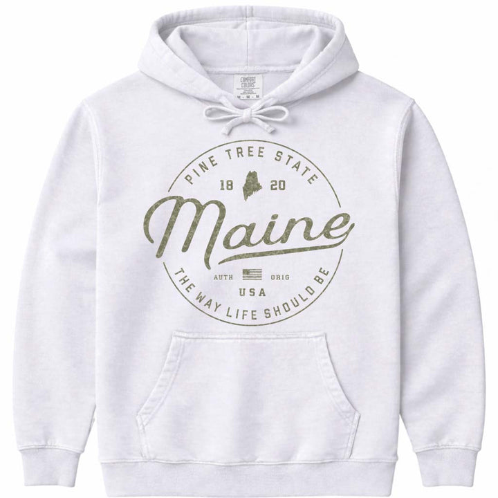 Maine Vacationland Camo Hoodie Sweatshirt - White