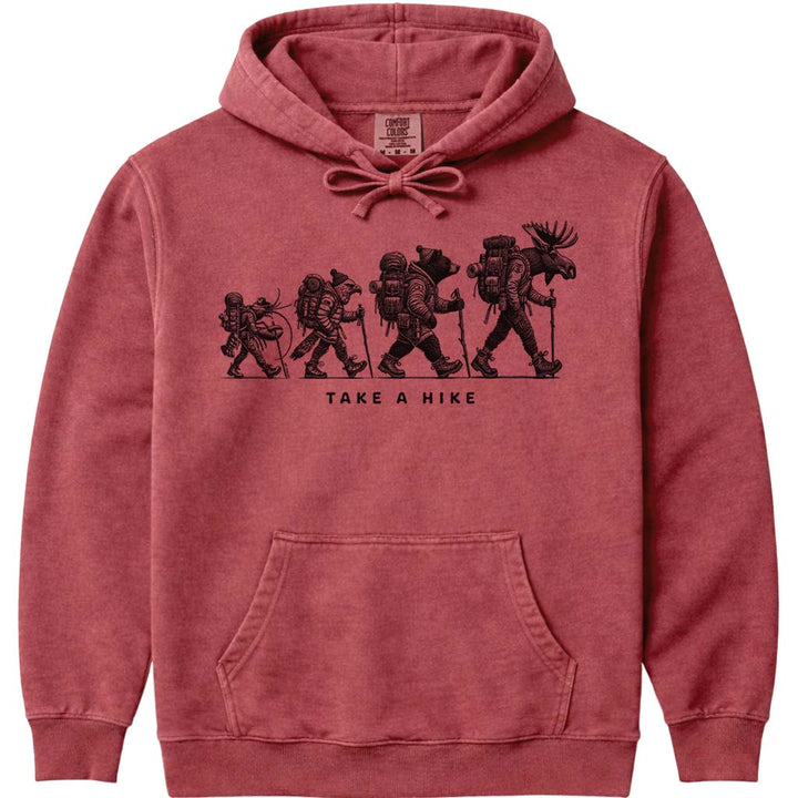 Maine Wildlife Nature Hike Hoodie Sweatshirt - Crimson