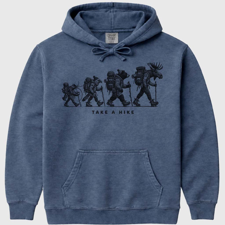 Maine Wildlife Nature Hike Hoodie Sweatshirt - Denim