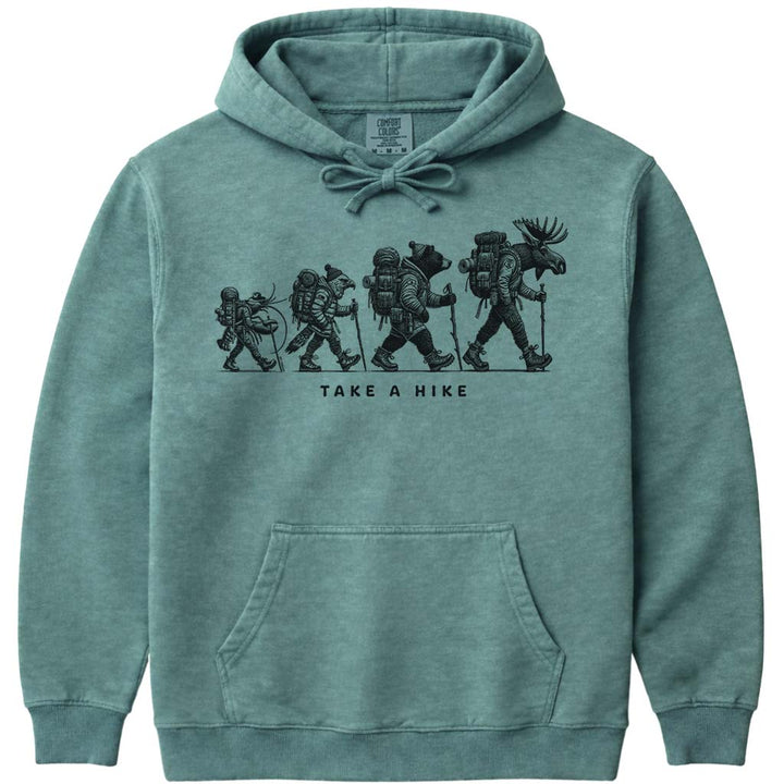 Maine Wildlife Nature Hike Hoodie Sweatshirt - Light Green