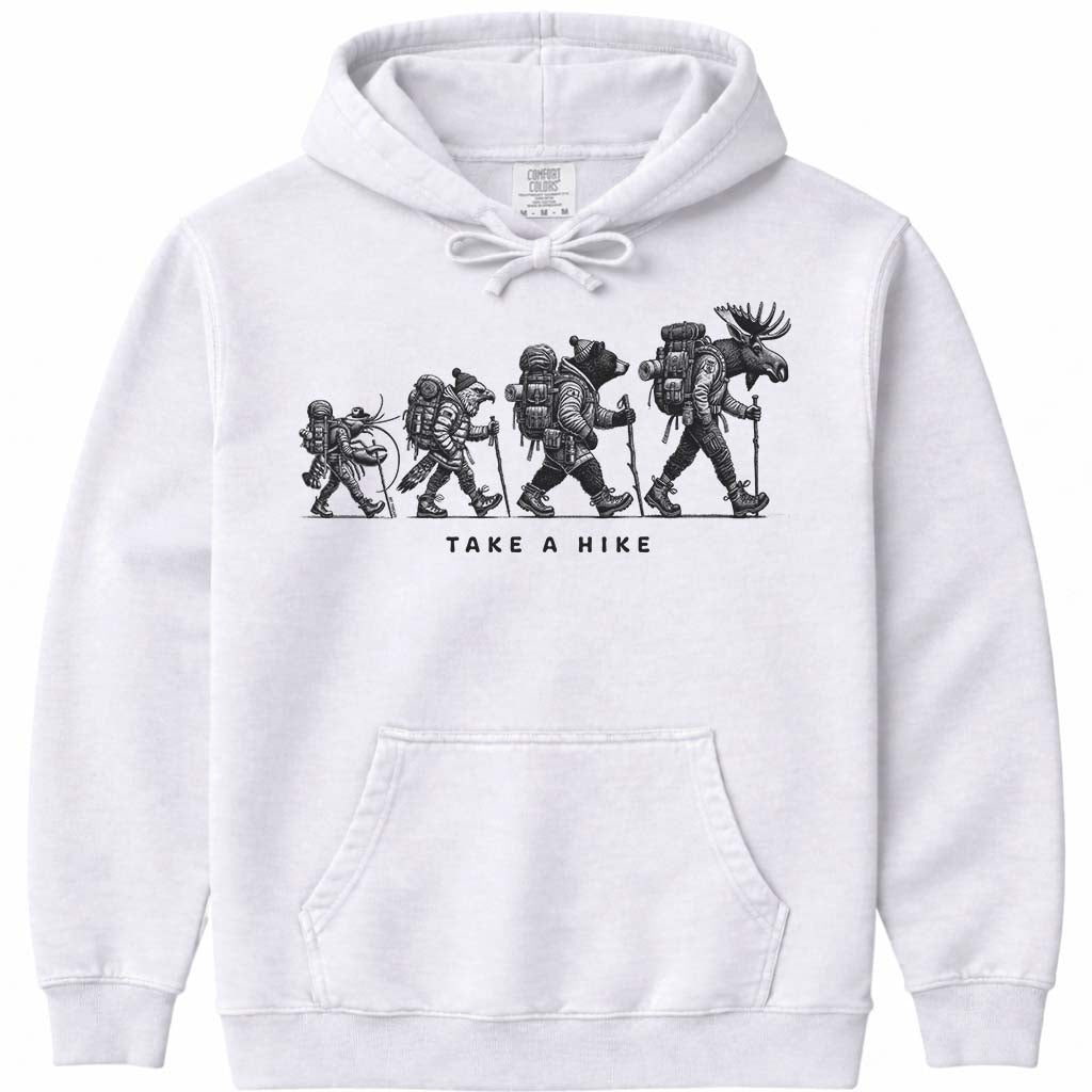 Maine Wildlife Nature Hike Hoodie Sweatshirt - White