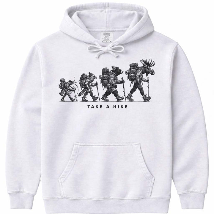 Maine Wildlife Nature Hike Hoodie Sweatshirt - White