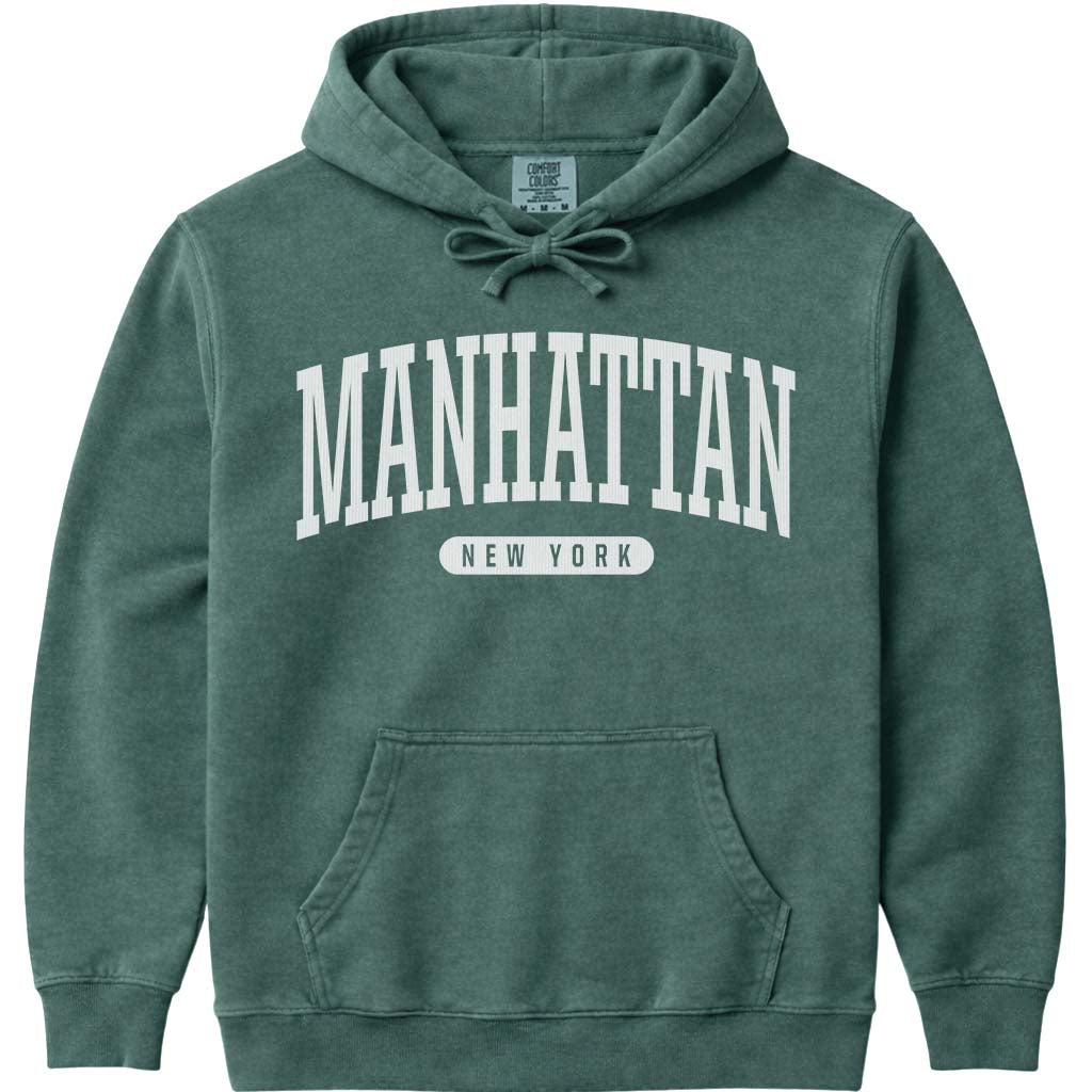 Manhattan New York Hoodie Sweatshirt - Blue Spruce