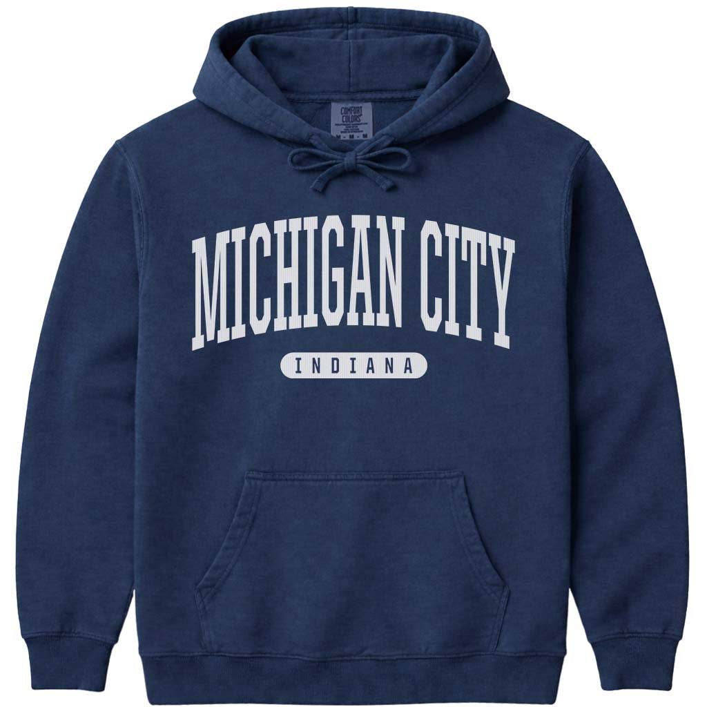 Michigan City Indiana Hooded Sweatshirt - Navy