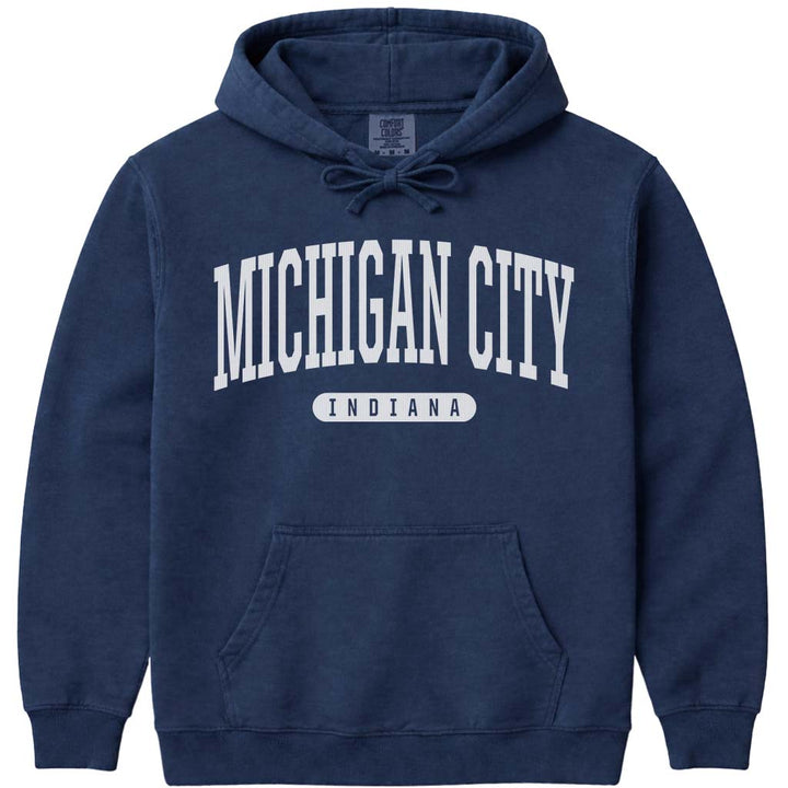 Michigan City Indiana Hooded Sweatshirt - Navy