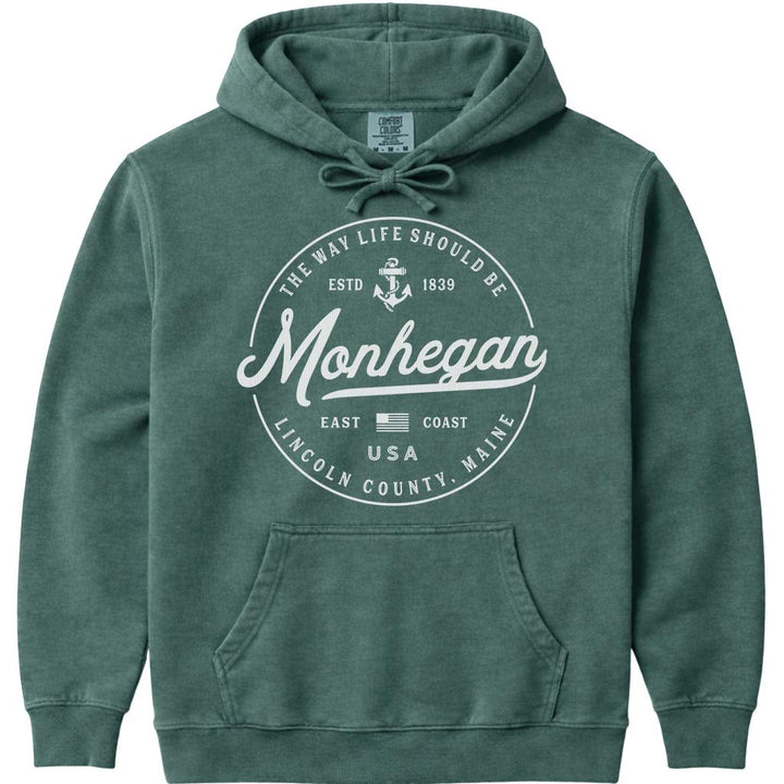 Monhegan Maine Vacation Hoodie Sweatshirt - Blue Spruce