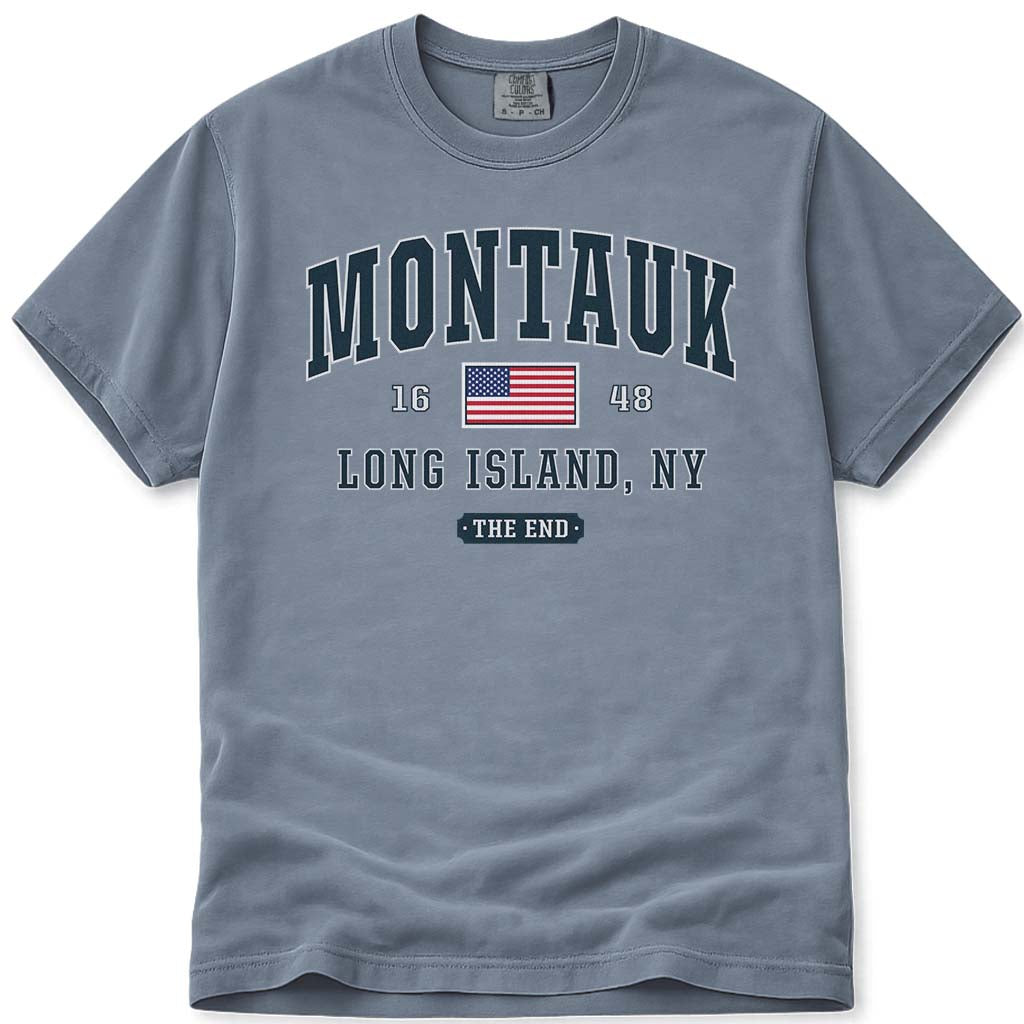 Montauk The End T Shirt - Blue Jean