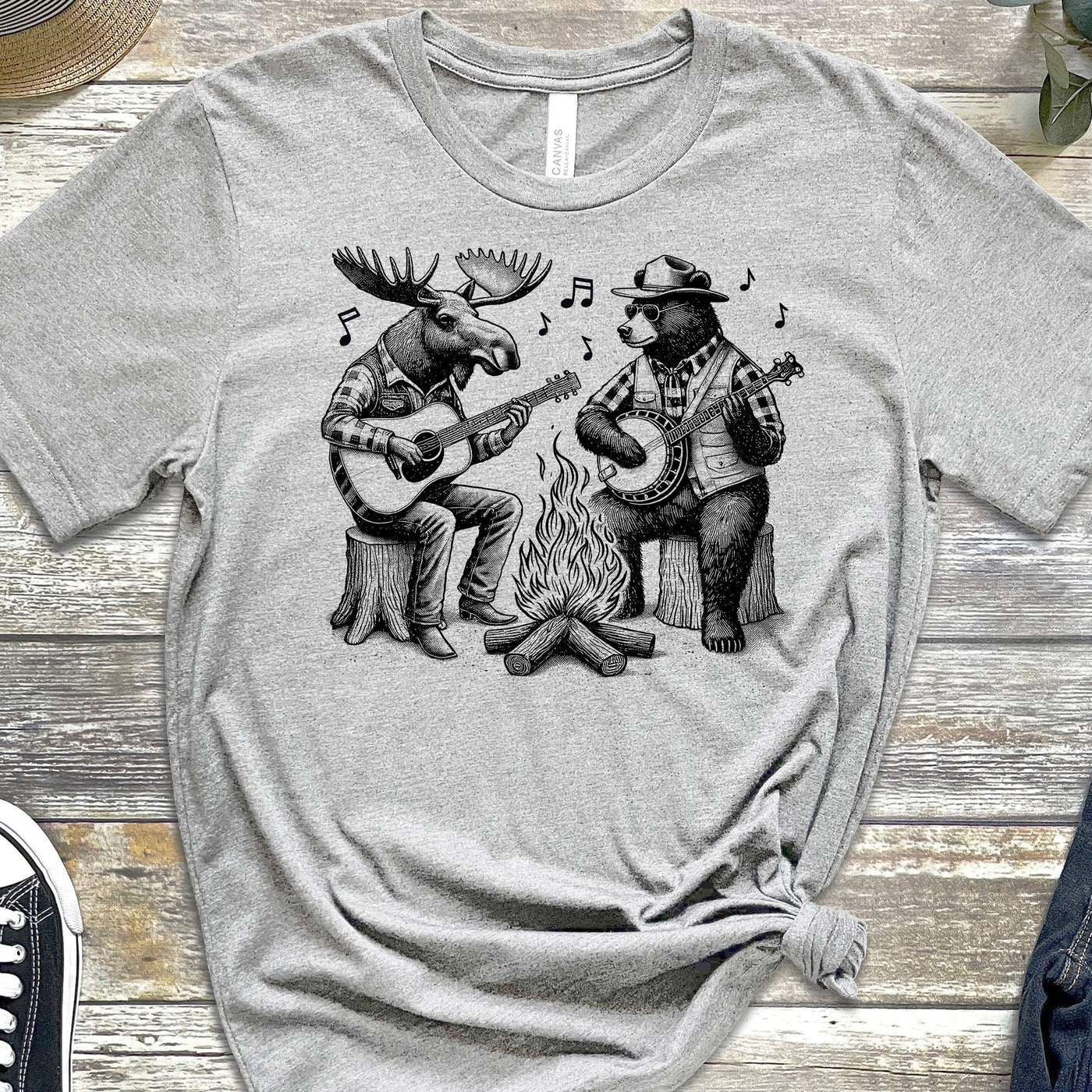 Moose & Bear Campfire Guitar & Banjo Jam T-Shirt