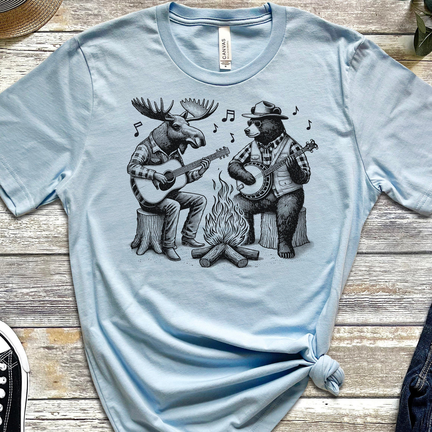 Moose & Bear Campfire Guitar & Banjo Jam T-Shirt