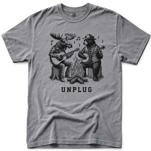 Moose and Bear Campfire Guitar and Banjo Jam T Shirt