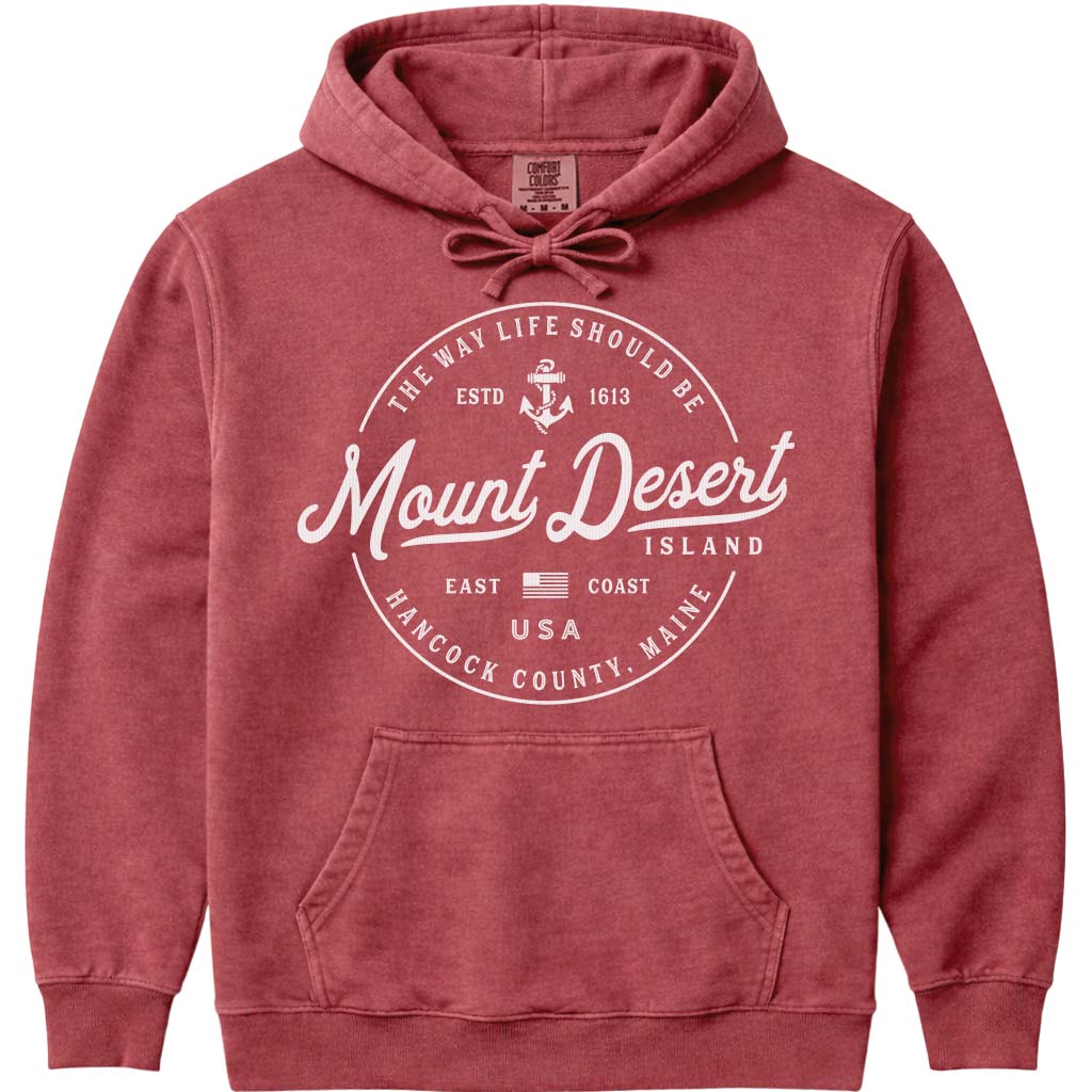 Mount Desert Island Maine Hoodie - Crimson