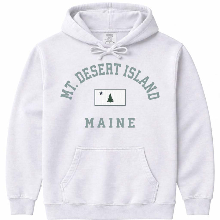 Mount Desert Island Maine Arched Flag Hoodie - White