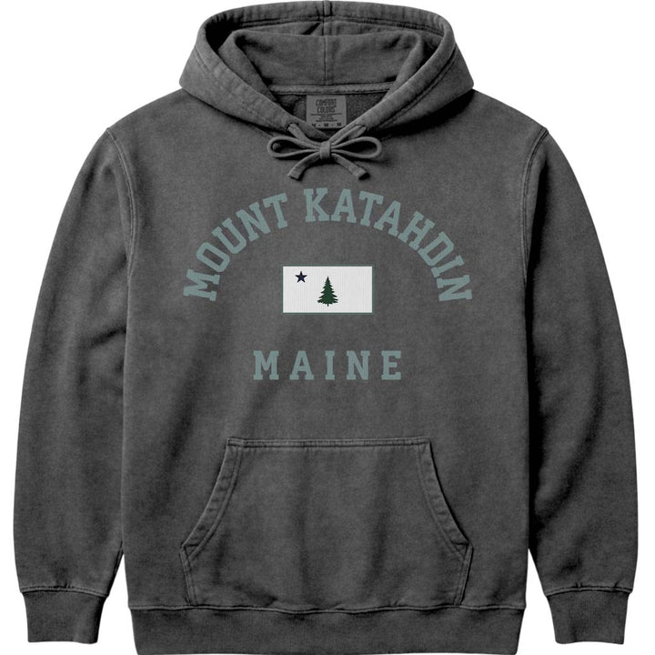 Mount Katahdin Maine Vintage Flag Sweatshirt - Pepper