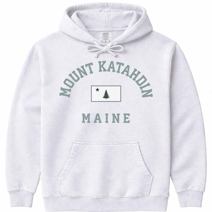 Mount Katahdin Maine Vintage Flag Sweatshirt - White