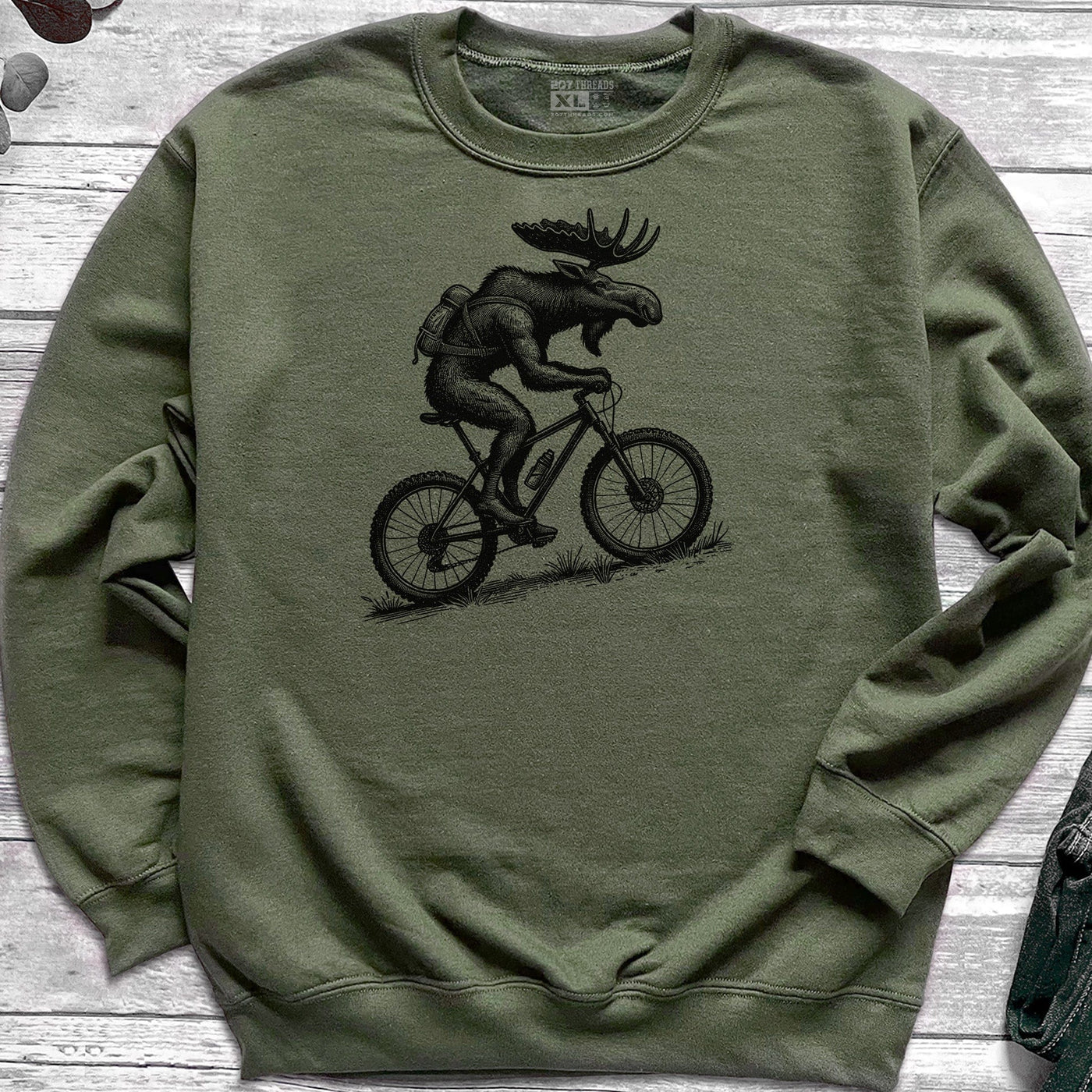 Mountain Bike Moose Crewneck Sweatshirt