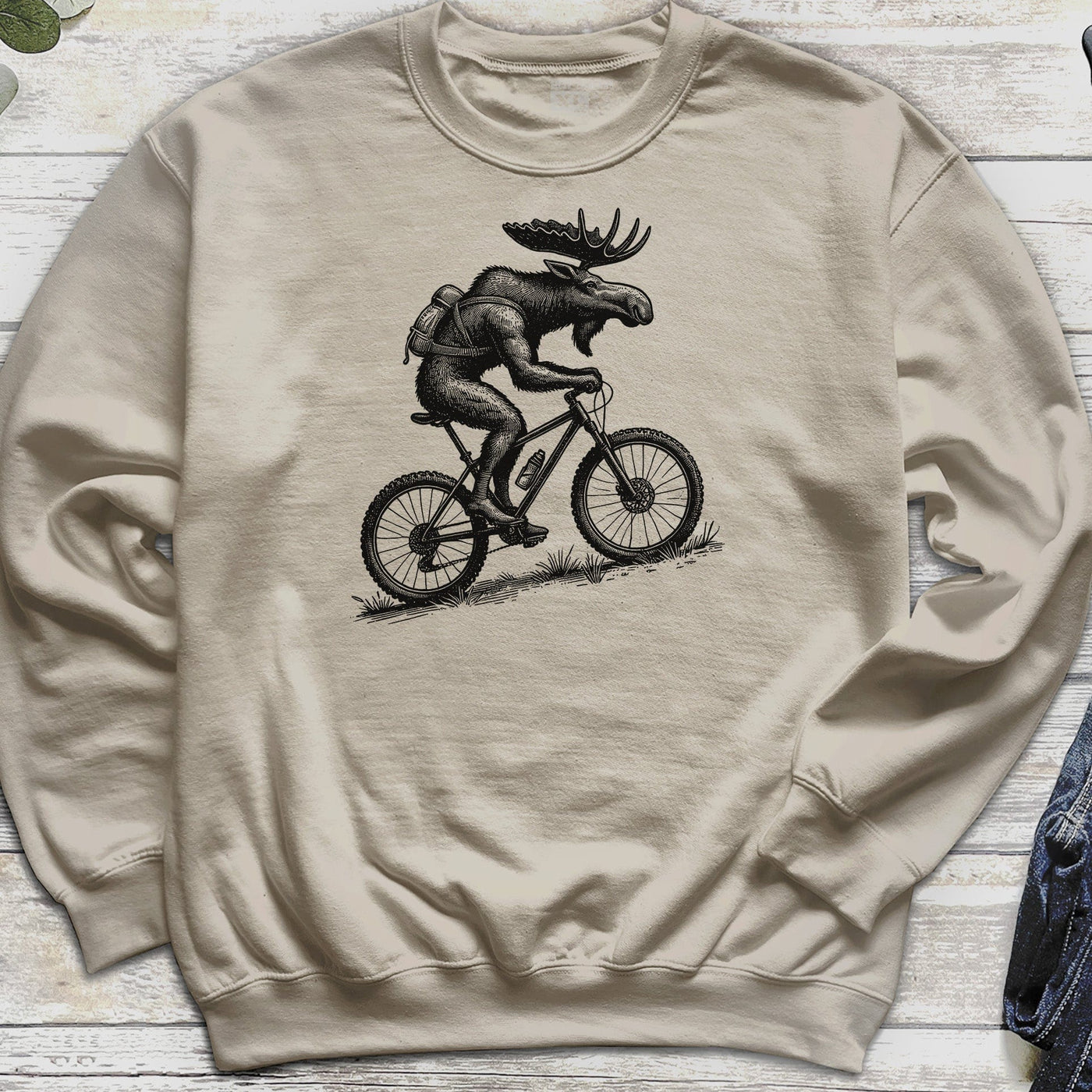 Mountain Bike Moose Crewneck Sweatshirt