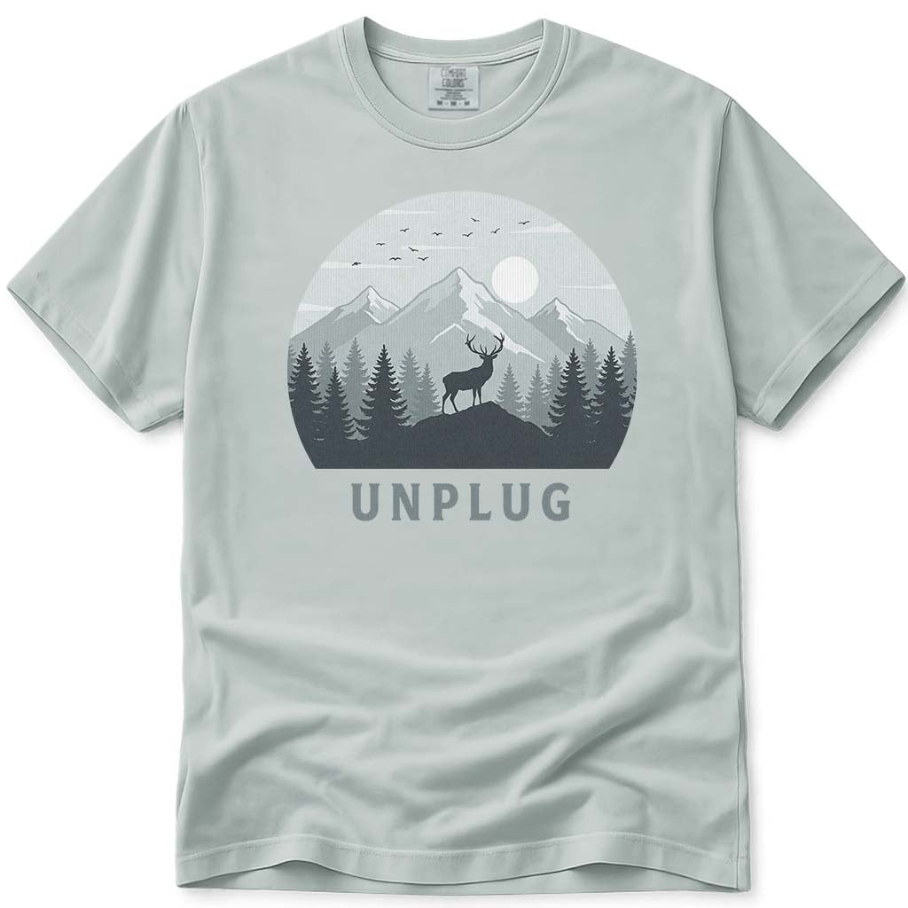 Mountain Forest Deer Hiking Nature Outdoor T-Shirt - Bay