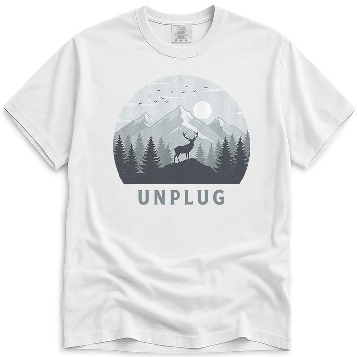 Mountain Forest Deer Hiking Nature Outdoor T-Shirt - White
