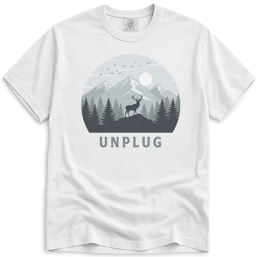 Unplug - Mountain Forest Deer Hiking Nature Outdoor T-Shirt
