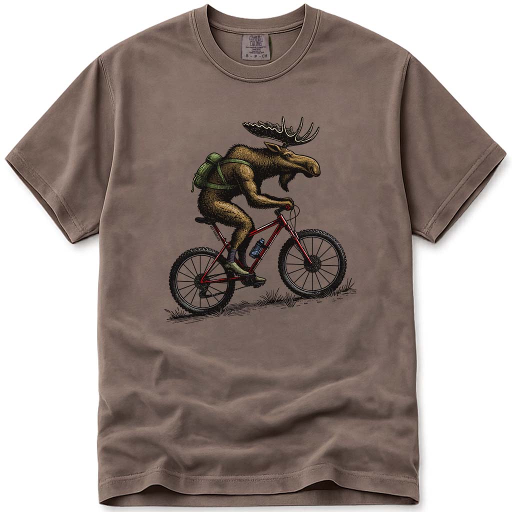 Mountain Bike Moose T Shirt - Espresso