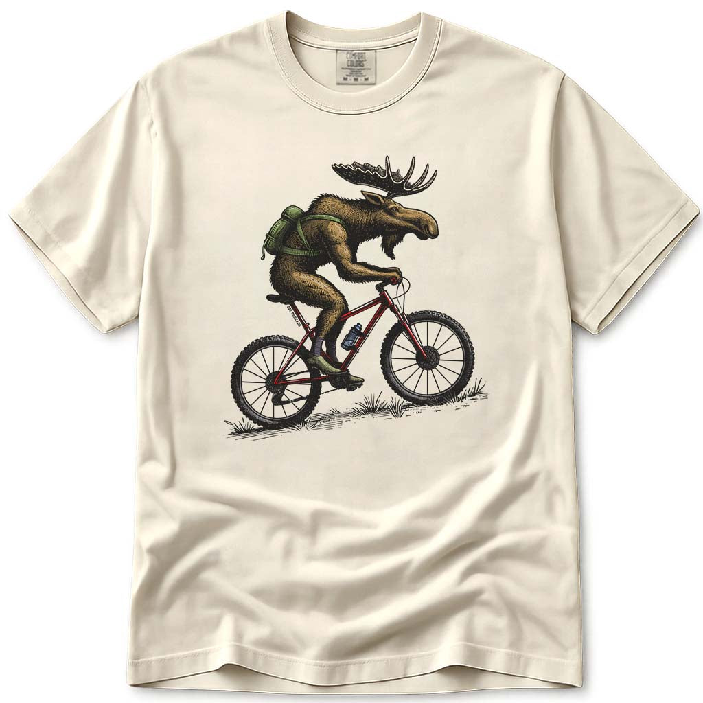 Mountain Bike Moose T Shirt - Ivory