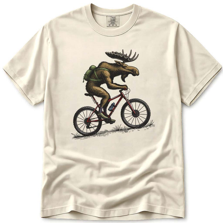 Mountain Bike Moose T Shirt - Ivory