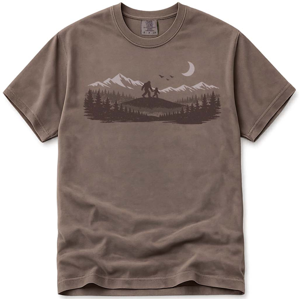 Mountain Forest Bigfoot Dad T-Shirt - Espresso
